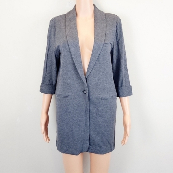 Joie Grey 3/4 Sleeve One Button Blazer Jacket - Picture 2 of 11